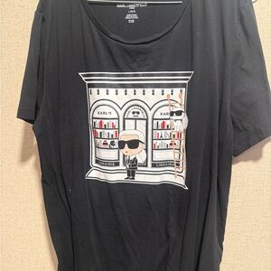 Karl Lagerfeld Black Tee with Graphic Design